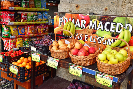 Porto, Portugal - March 25 2022: grocery store in the historic Ribeira districtのeditorial素材