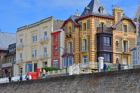 Saint-Malo; France - July 30 2023: the Sillon beachのeditorial素材
