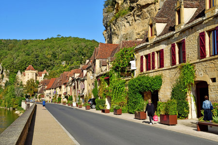 La Roque Gageac; France - October 7 2023: the picturesque old villageのeditorial素材