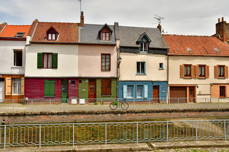 Amiens; France - June 20 2024: the Saint Leu district in the city centerのeditorial素材