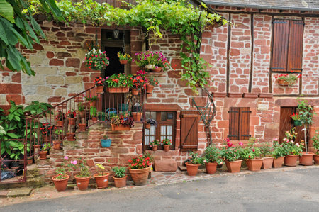 Collonges la Rouge, France - August 18, 2024: the picturesque old villageのeditorial素材