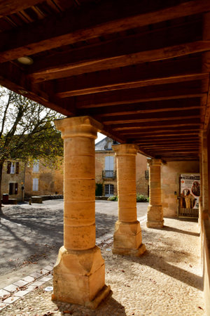 Domme; France - October 7 2023: the picturesque old bastideのeditorial素材