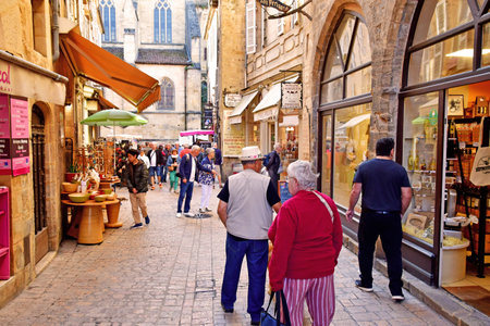 Sarlat la Caneda; France - October 7 2023: the picturesque old cityのeditorial素材