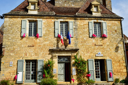 Domme; France - October 7 2023: the picturesque old bastideのeditorial素材