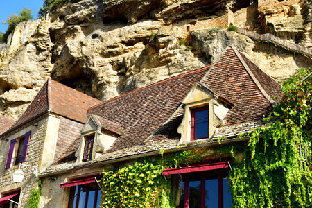 La Roque Gageac; France - October 7 2023: the picturesque old villageのeditorial素材