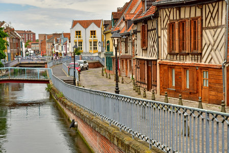 Amiens; France - June 20 2024: the Saint Leu district in the city centerのeditorial素材