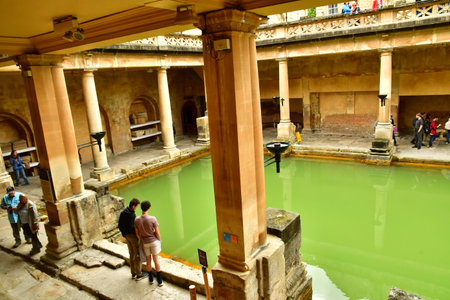 Bath; England - May 30 2024: the Roman Baths in the city centerのeditorial素材