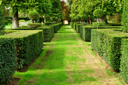 Salignac Eyvigues; France - October 7 2023: the picturesque Eyrignac manor gardensのeditorial素材