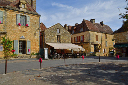 Domme; France - October 7 2023: the picturesque old bastideのeditorial素材