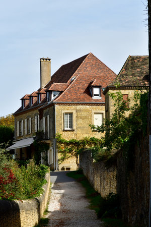 Domme; France - October 7 2023: the picturesque old bastideのeditorial素材