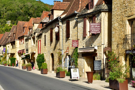 La Roque Gageac; France - October 7 2023: the picturesque old villageのeditorial素材