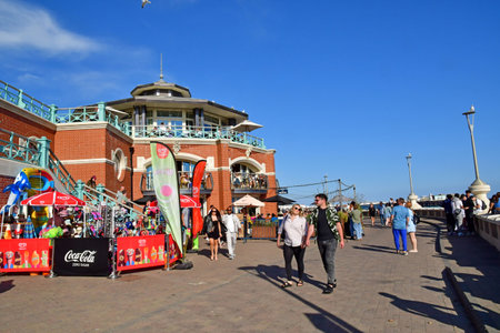 Brighton, England - June 04 2023: restaurant bar on the seaside,のeditorial素材