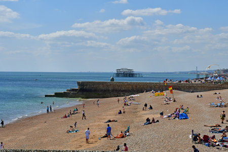 Brighton, England - June 04 2023: the seaside,のeditorial素材