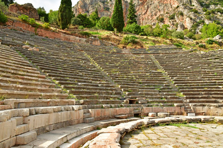 Delphi; Greece - August 31 2022: the theater in the archaeological siteのeditorial素材