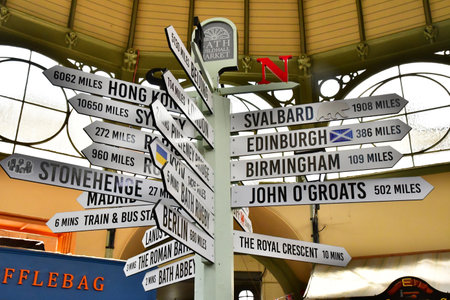 Bath; England - May 30 2024: the picturesque Bath Markets in the city centerのeditorial素材