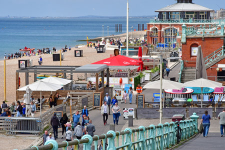 Brighton, England - June 04 2023: restaurant bar on the seaside,のeditorial素材