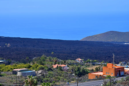 La Palma, Canary Islands - March 15 2024: the Cumbre Vieja volcano eruption landscapeの写真素材