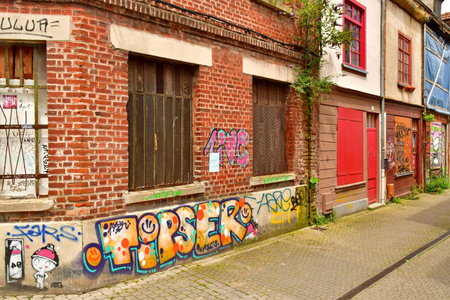 Amiens; France - June 20 2024: the Saint Leu district in the city centerのeditorial素材