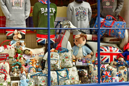 Bath; England - May 30 2024: souvenir shop in the picturesque city centerのeditorial素材