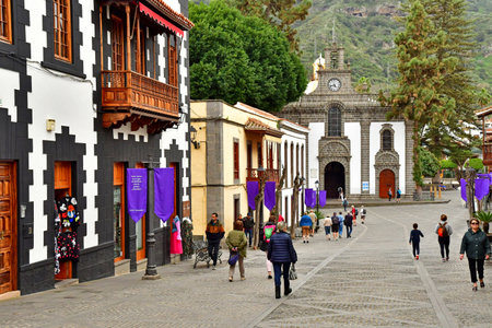 Gran Canaria, Canary Islands - March 15 2024: the picturesque calle Real in the city of Terorのeditorial素材