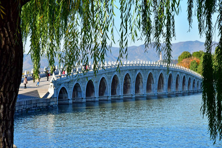 Beijingi; China - November 6 2024: the Summer Palace, the seventeen arch bridgeのeditorial素材
