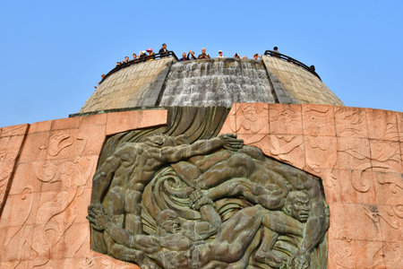 Sandouping; China - November 6 2024: low relief in the Three Gorges Dam siteのeditorial素材