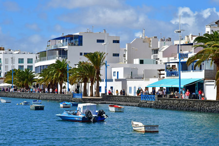 Lanzarote, Canary Islands - March 15 2024: the picturesque city of Arrecifeのeditorial素材