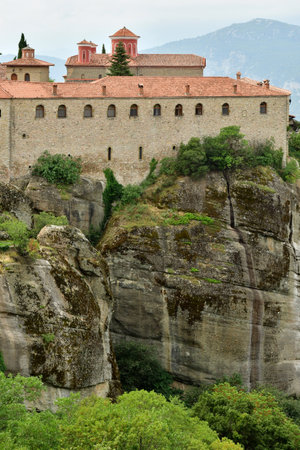 Kalambaka; Greece - August 31 2022: the Saint Stephan monastery in the Meteoraのeditorial素材