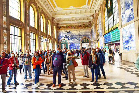 Porto, Portugal - July 10 2022: the station in the historical city centerのeditorial素材