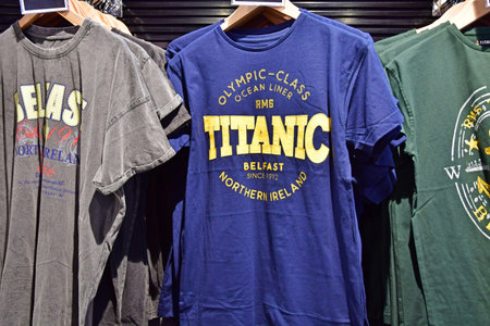 Belfast; Northern Ireland - September 15 2022: the Titanic Belfast museum souvenir shopのeditorial素材