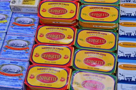 Porto, Portugal - July 10 2022: sardine tin on the market