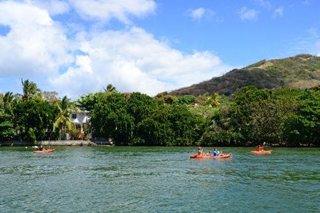 Mahebourg, Republic of Mauritius - July 28 2014: the picturesque seaside cityのeditorial素材