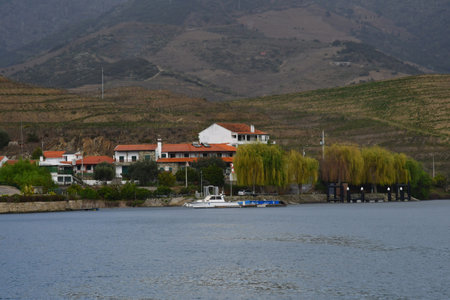 Douro valley, Portugal - March 25 2022: the picturesque river near Pinhao