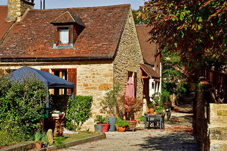 Vitrac; France - October 7 2023: the picturesque old villageのeditorial素材