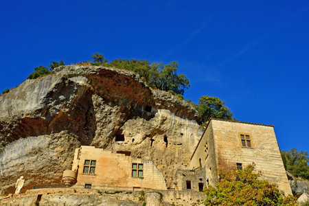 Les Eyzies; France - October 7 2023: the picturesque old villageのeditorial素材