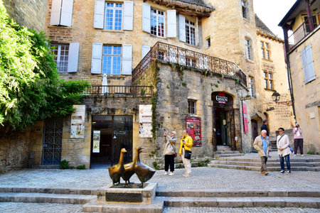 Sarlat la Caneda; France - October 7 2023: the picturesque goose market squareのeditorial素材