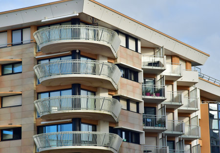 Pornichet, France - January 2 2025: modern building on the seafront