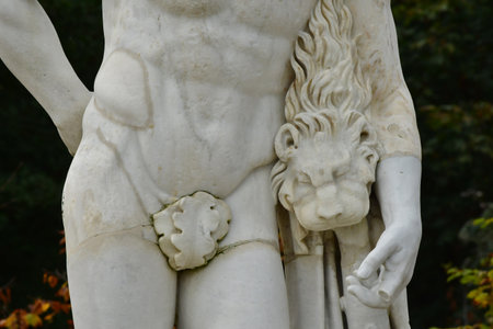 Versailles; France - October 27 2023: marble statue in the castle park