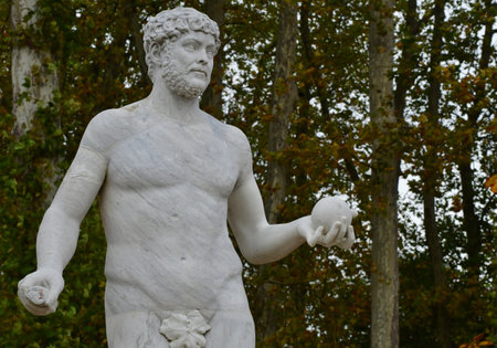 Versailles; France - October 27 2023: marble statue in the castle park