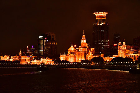 Shanghai; China - November 6 2024: the Bund in the nightの写真素材