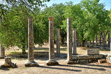 Ancient Olympia; Greece - August 30 2022: the archaeological siteのeditorial素材