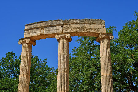 Ancient Olympia; Greece - August 30 2022: the Philippeion in the archaeological siteのeditorial素材