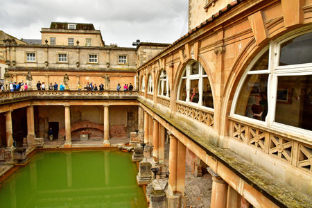 Bath; England - May 30 2024: the Roman Baths in the city centerのeditorial素材