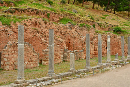 Delphi; Greece - August 31 2022: the archaeological site