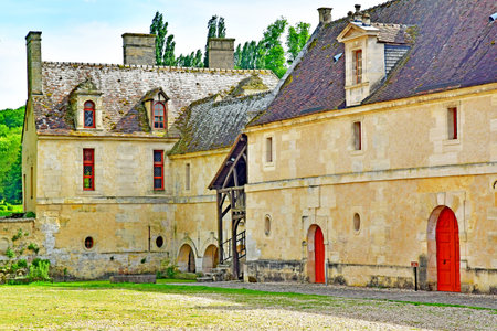 Chaussy, France - May 2 2025: renaissance castle in the Villarceaux estateのeditorial素材