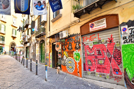 Naples, Italy - March 6 2025: the old and historical city centerのeditorial素材