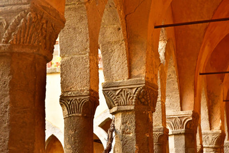 Sorrento, Italy - March 6 2025: the San Francesco cloister in the picturesque city centerのeditorial素材