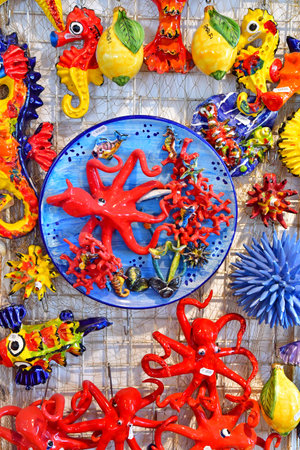 Almafi coast, Italy - March 6 2025: a souvenir shop near Atrani on Almafi coastのeditorial素材