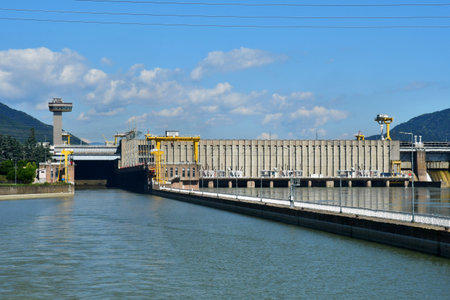 Carpathian mountains, Romania - June 29 2023: lock of the Iron Gates power station oneのeditorial素材