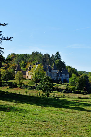 Saint Amand de Coly; France - October 7 2023: the picturesque Grande Filolie castleのeditorial素材